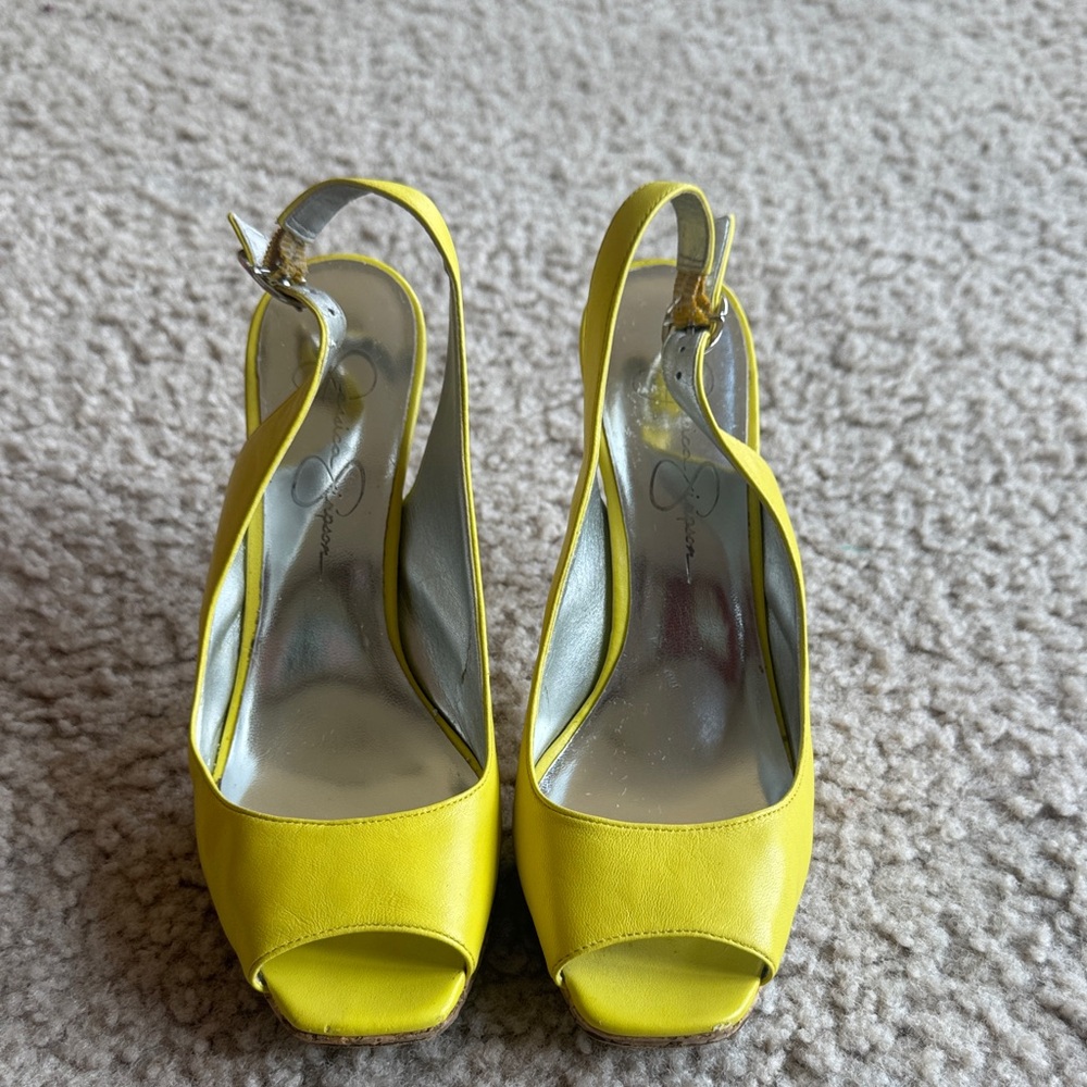 Jessica Simpson Bright Yellow Slingback Heels